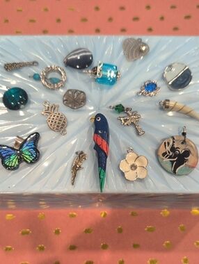 Colorful Parrot Charm Pendant with Mixed Metal Accents "Jungle"